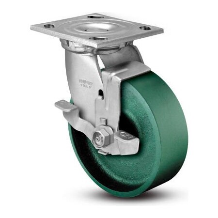 Colson 4 Series Swivel Plate Caster Cast Iron Top Lock Brake 4" Dia. 1000 Lb. 4.04109.139 BRK7